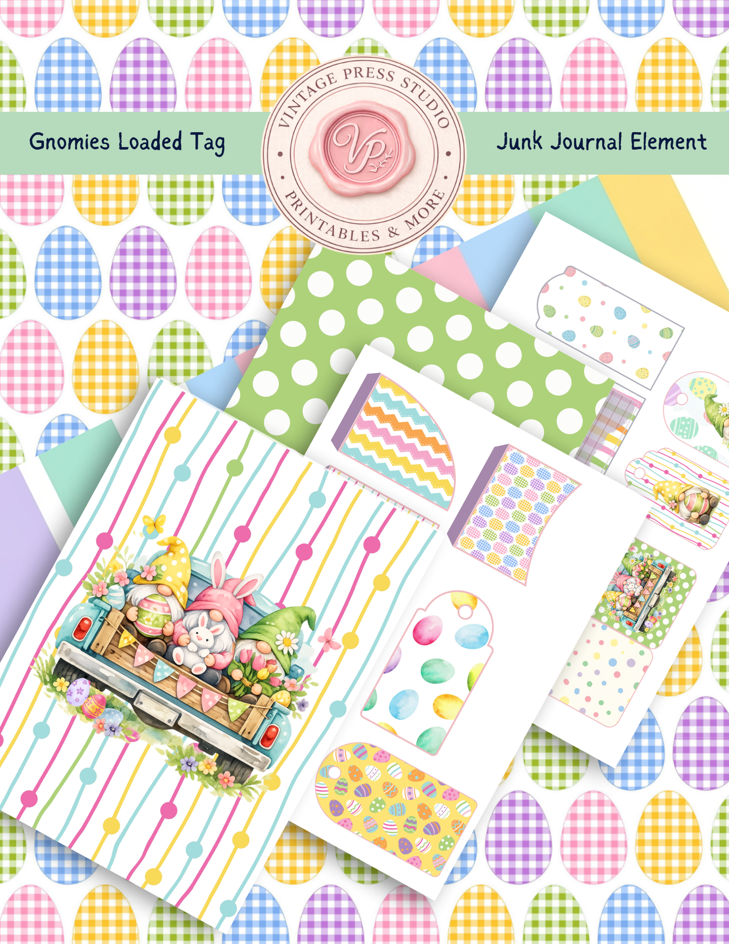 Gnome Loaded Easter Tag Folio **Digital Kit**