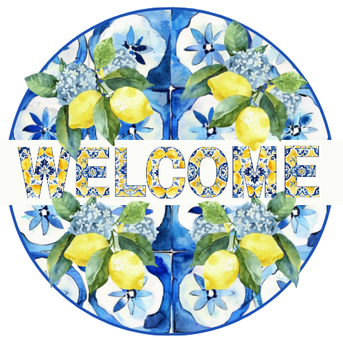 Blue Chinoiserier & Lemons Round Cut-CC024