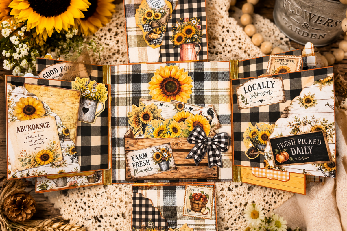 Sunflower Harvest & Farmhouse Style Junk Journal Kit **Digital Kit**