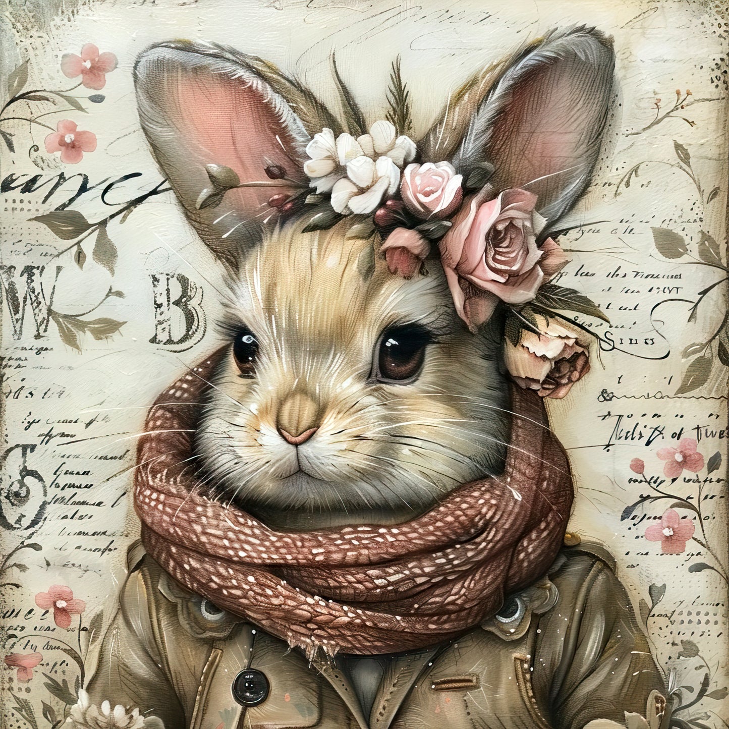 Vintage Bunny Pink & Cream-CC008