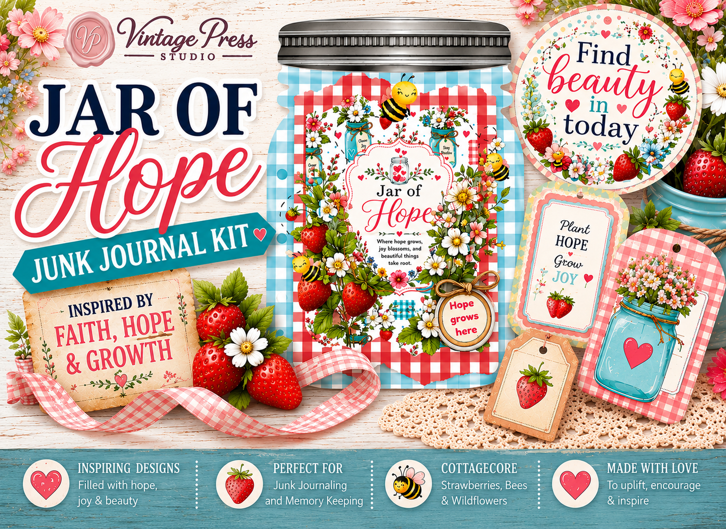 Jar of Hope Inspirational Junk Journal & Folio Kit ***Digital File***