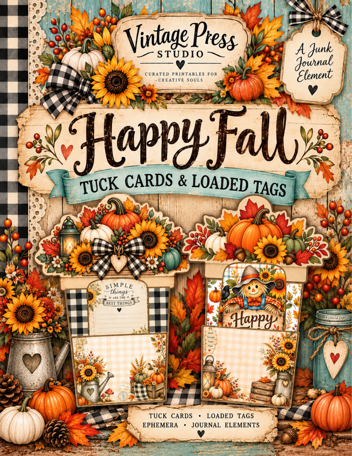 It’s Fall Y’all Junk Journal Tuck Cards & Loaded Tags **Digital Kit**