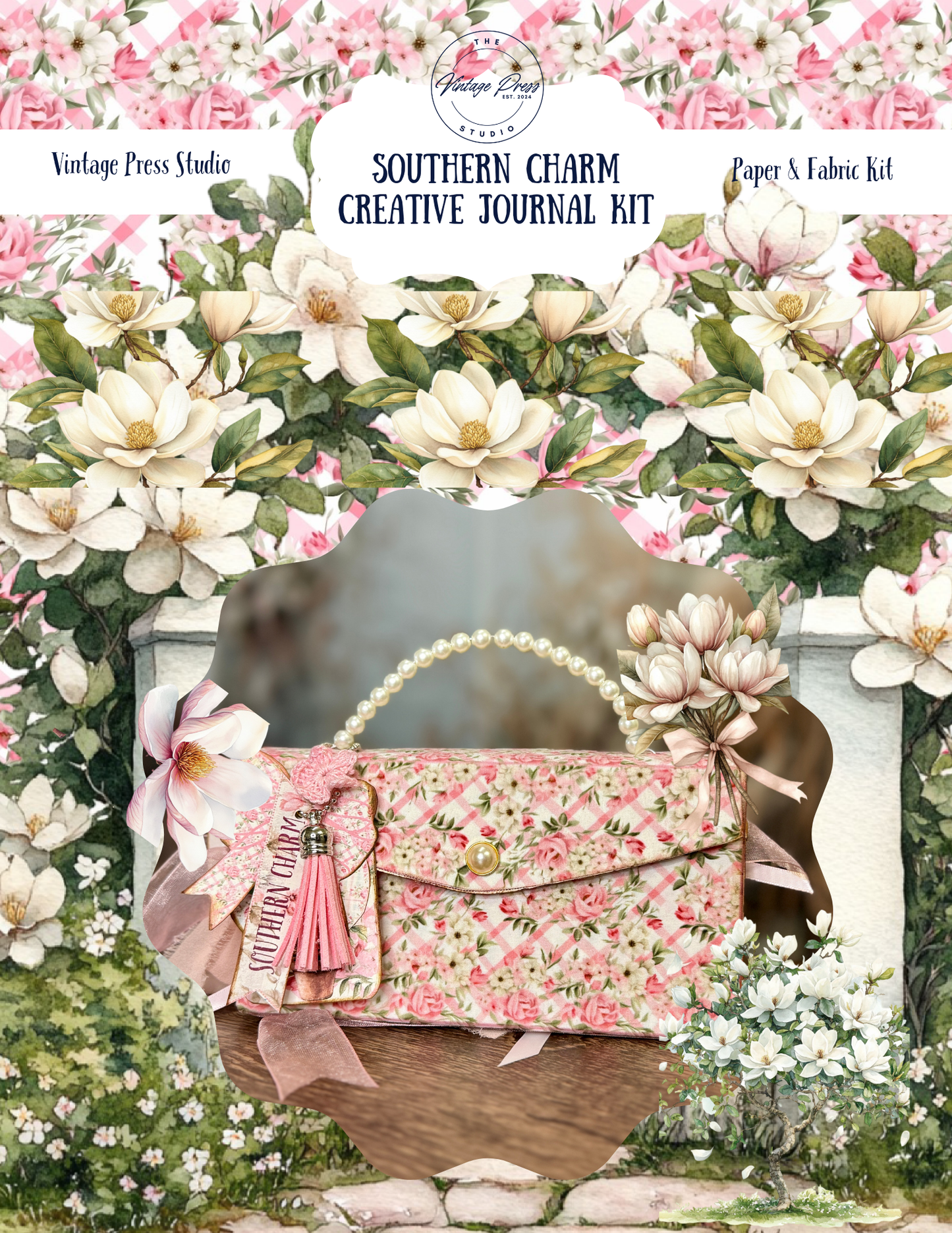 Junk journal, creative journal, fabric and paper kit