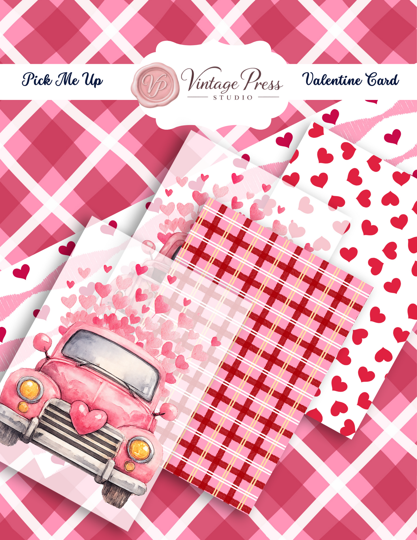 Pick Me Up Valentine 3D Vintage Truck Card **Digital File**