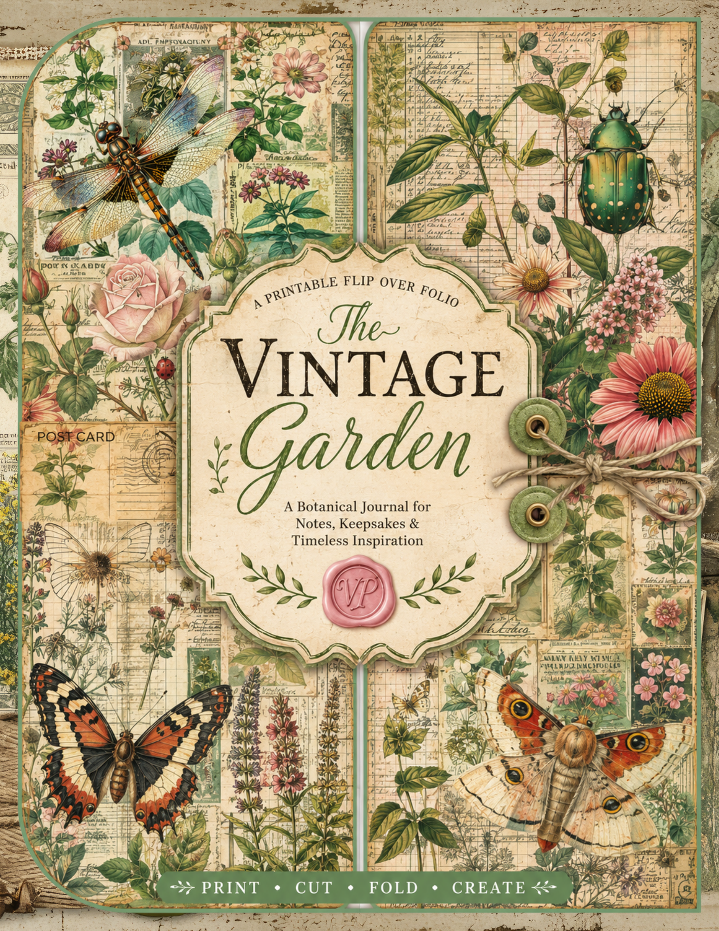 The Vintage Garden Pocket Keeper Folio Printable **Digital File**