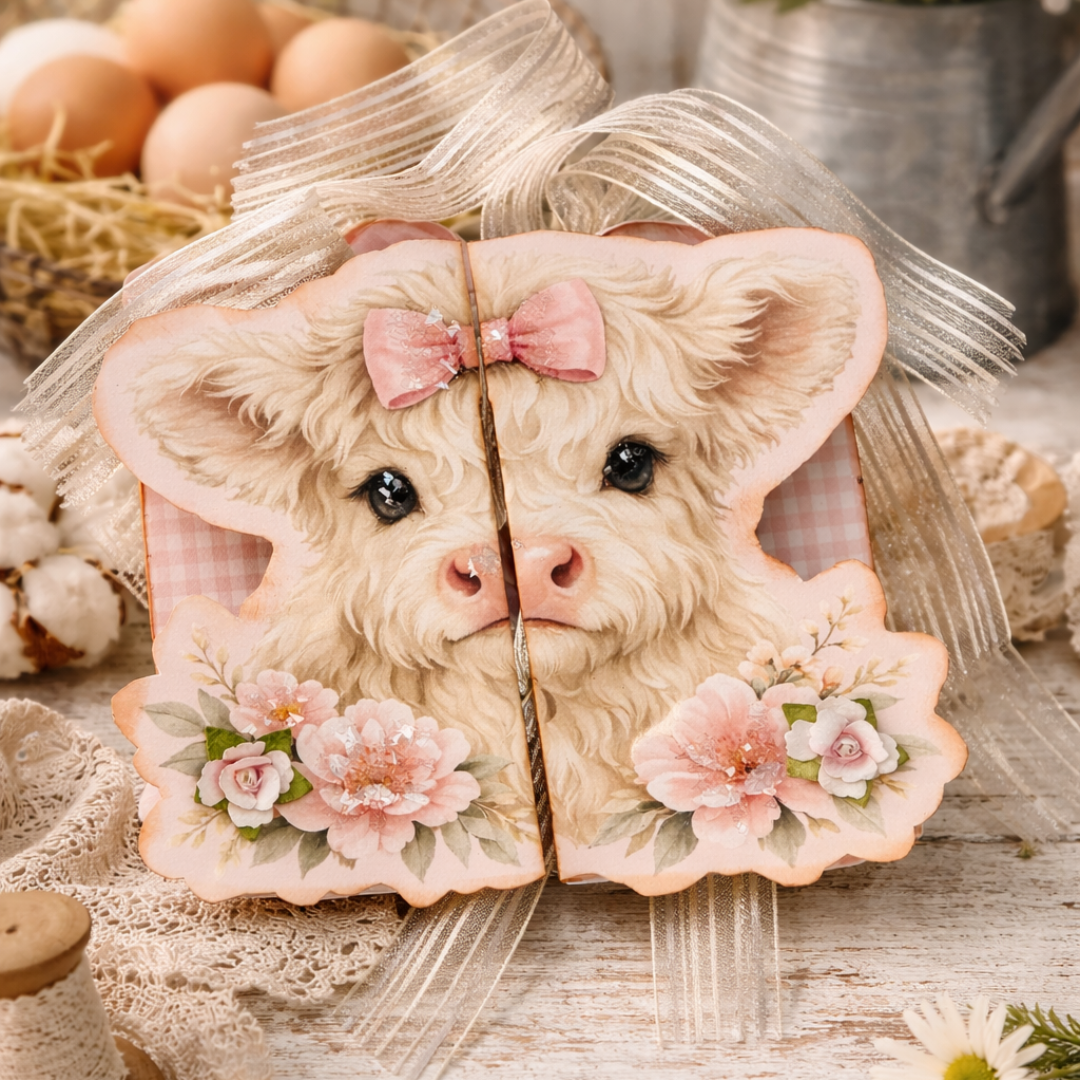 Baby Highland Cow "Moo-la Farm" 3D Folio Card Kit **Digital Kit**