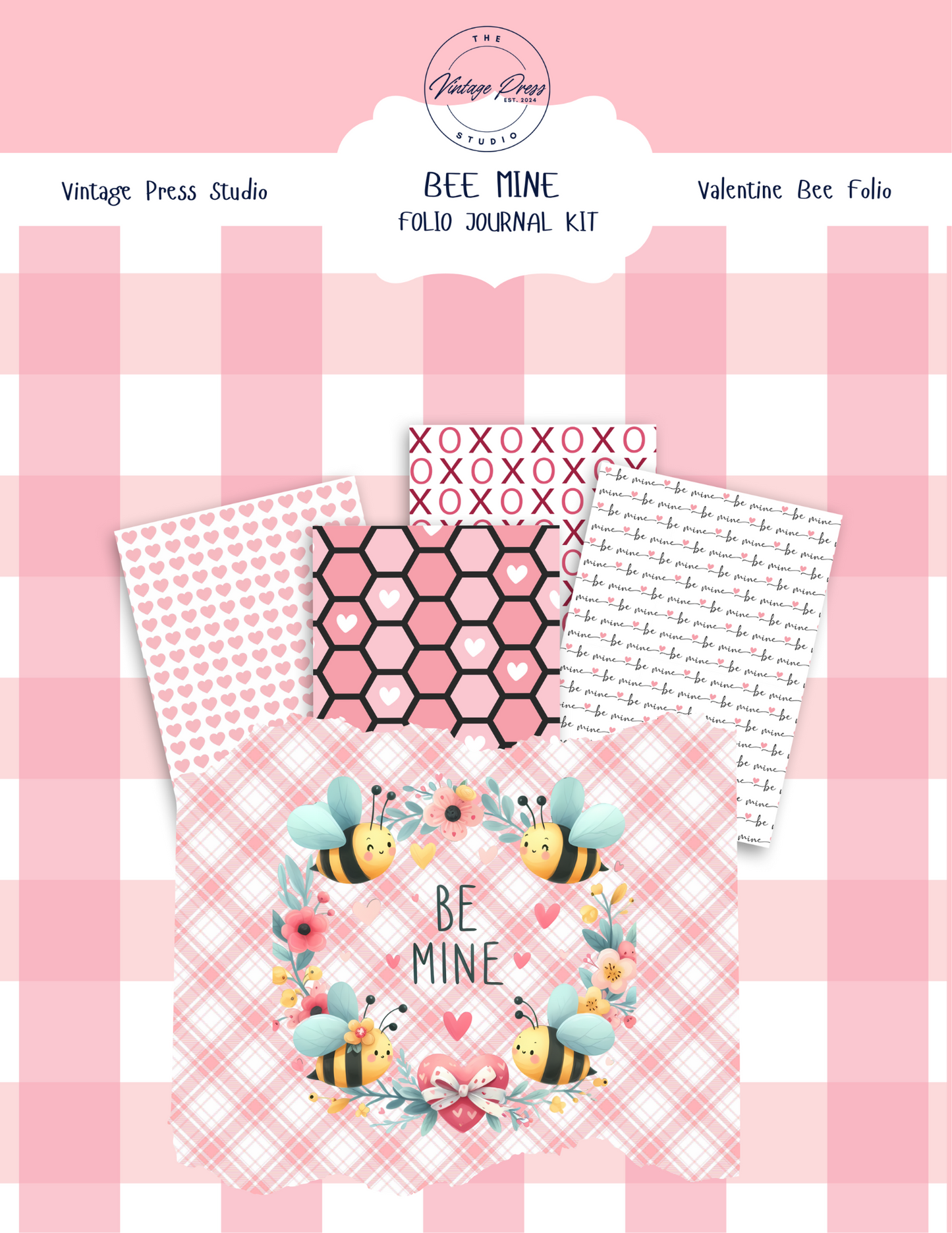 "Bee Mine" Valentine Folio Junk Journal Kit