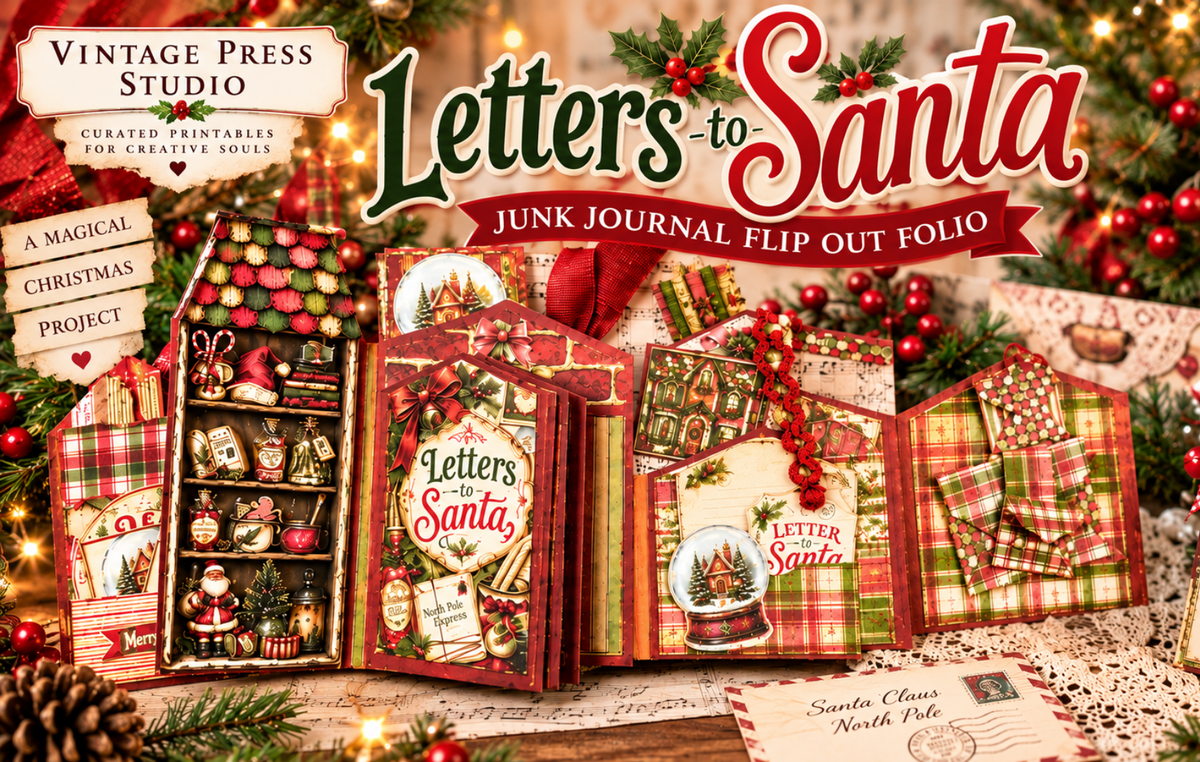 Letters To Santa Christmas Creative Junk Journal and Flip Folio **Digital Kit**