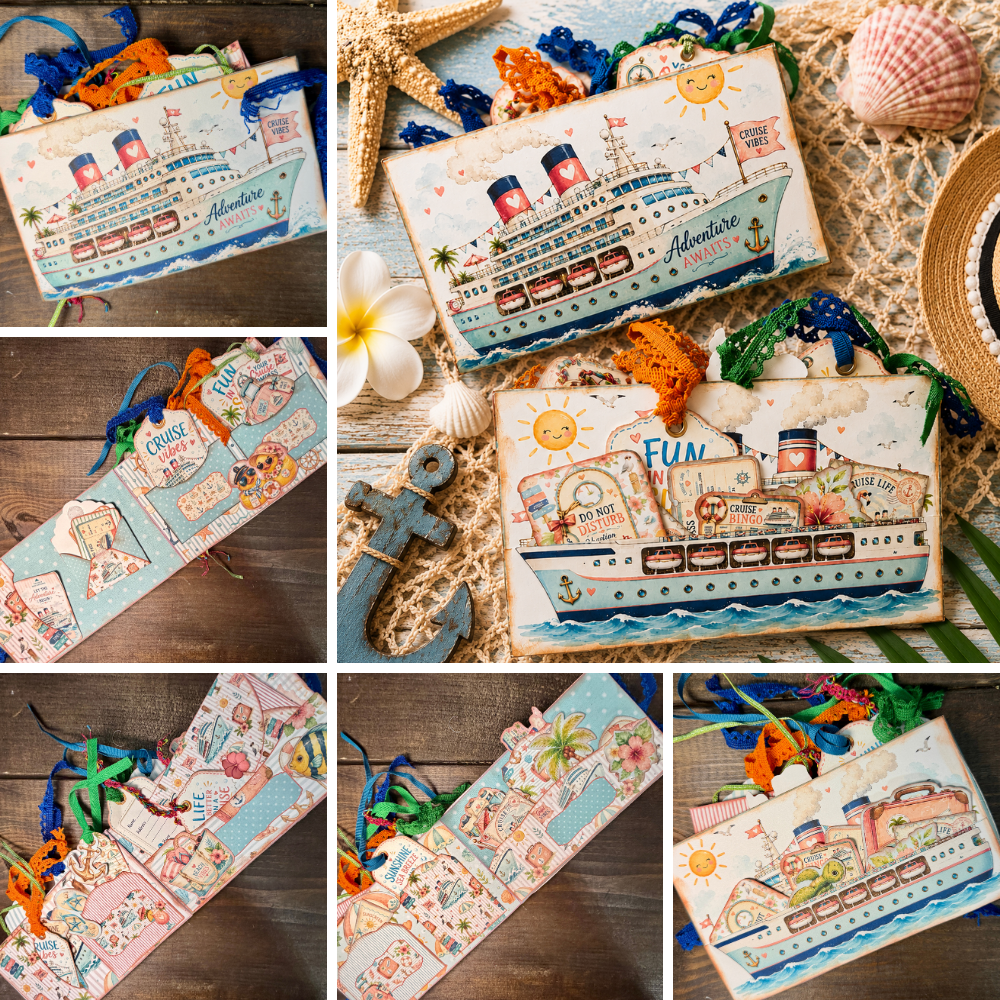 Cruise Into Summer "Cruise Vacation" Theme Accordion Junk Journal, Memory Keeper  ***Digital File***