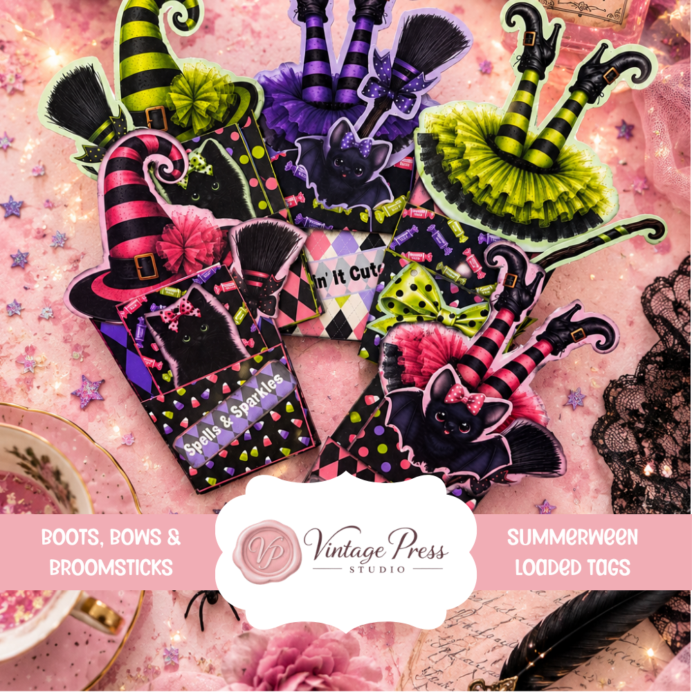 SummerWeen "Boots, Bows & Broomsticks" Loaded Tags ***Digital File***
