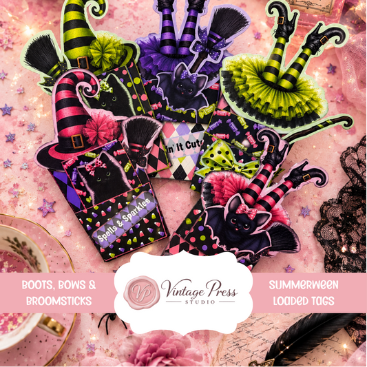 SummerWeen "Boots, Bows & Broomsticks" Loaded Tags ***Digital File***