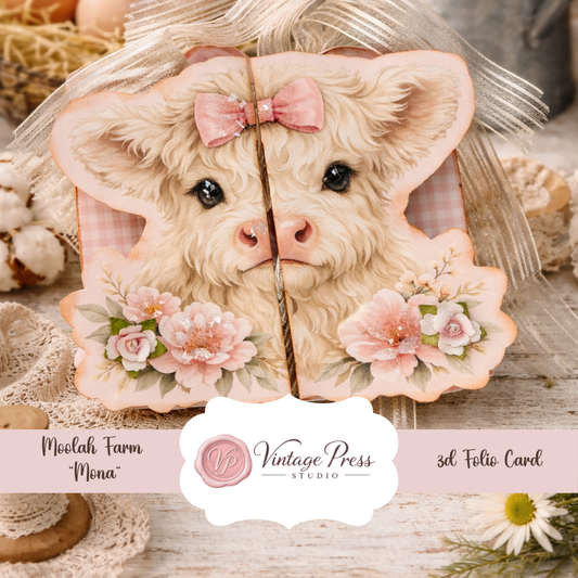 Baby Highland Cow "Moo-la Farm" 3D Folio Card Kit **Digital Kit**