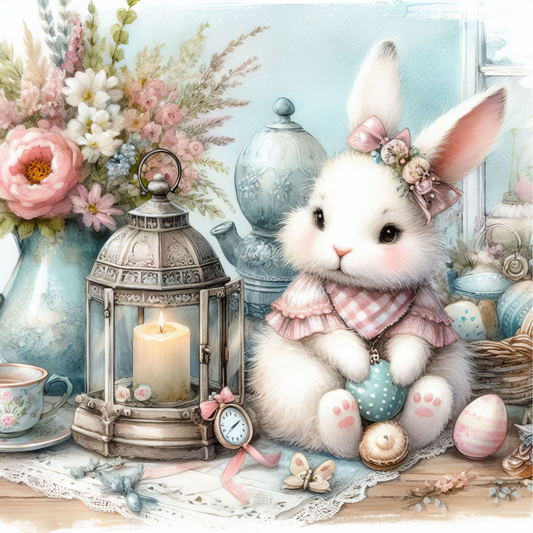 Shabby Bunny Easter Eggs & Blue-CC006