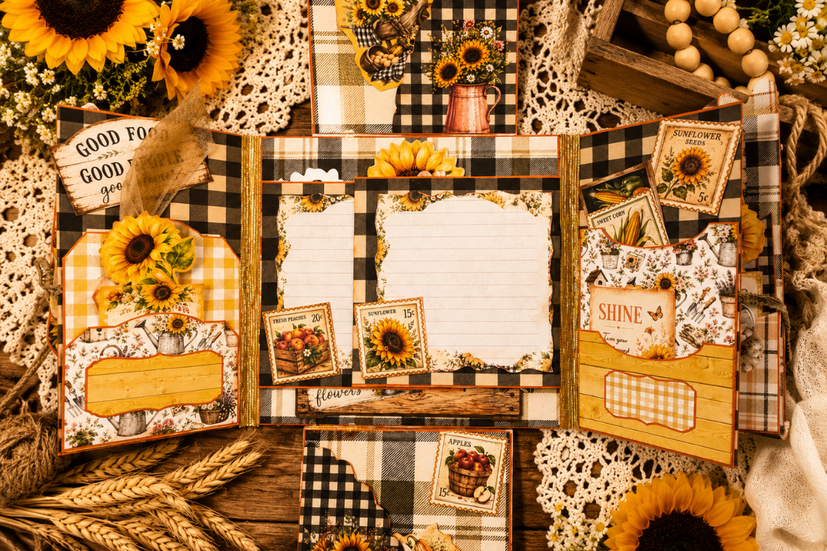 Sunflower Harvest & Farmhouse Style Junk Journal Kit **Digital Kit**