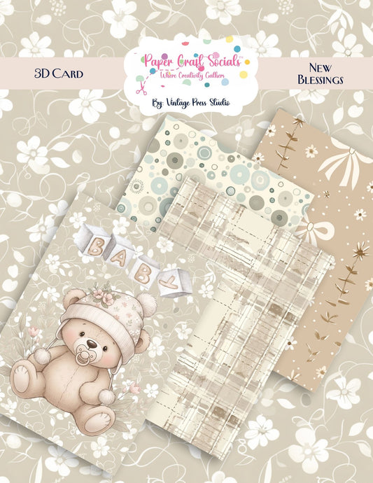 Baby Shower Paper Crafting Folio 3D Card ***Digital File***