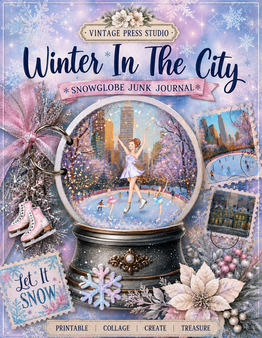 Winter In The City Snow Globe Junk Journal **Digital File**