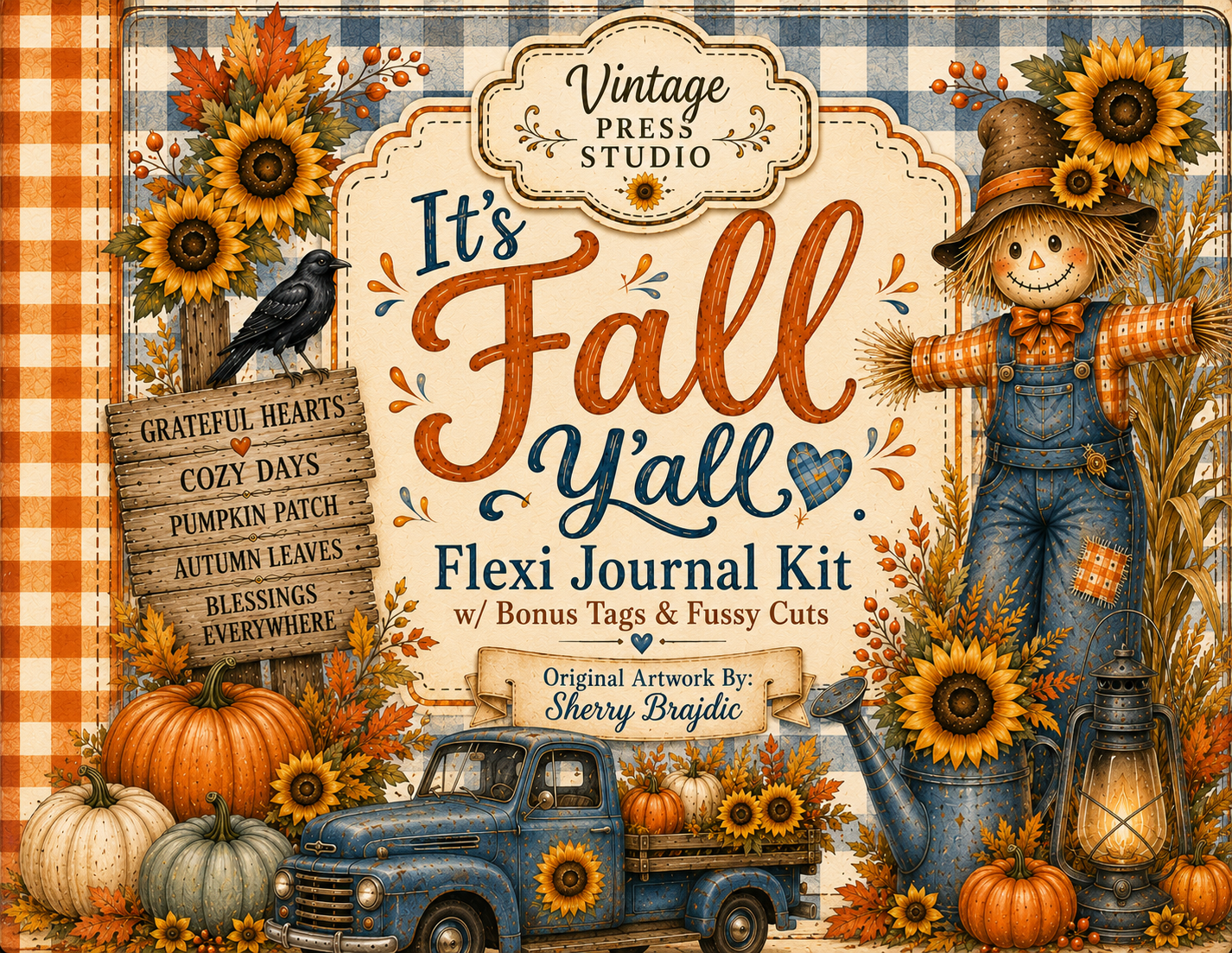 It’s Fall Y’all, Flexi Journal Kit w/Tags & Fussy Cuts **Digital Kit**