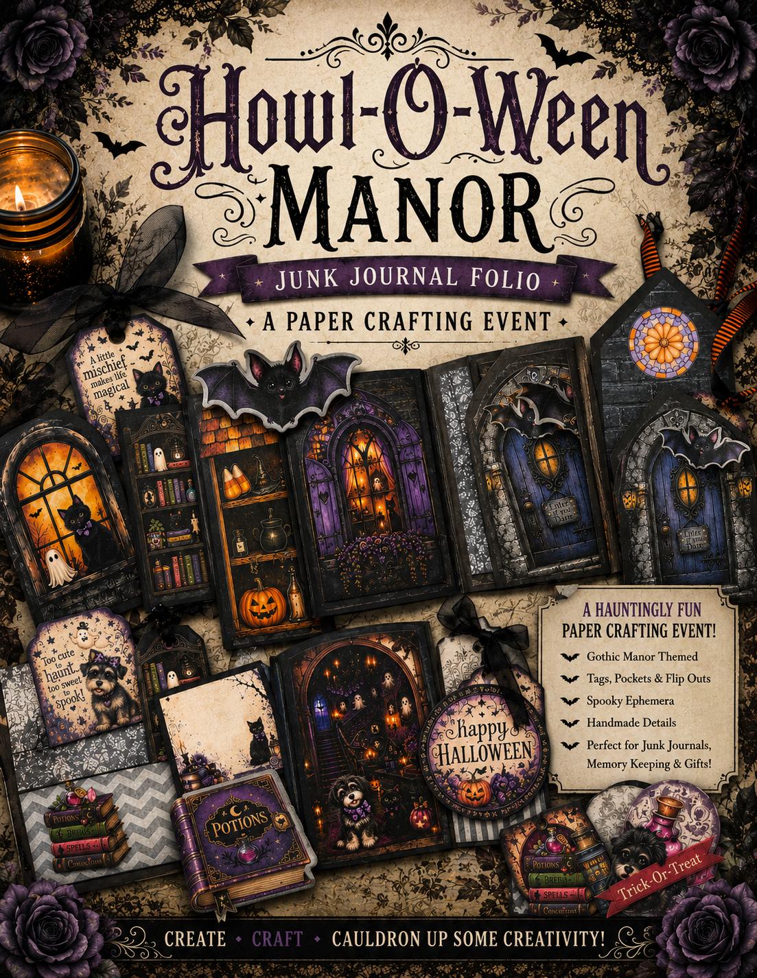 Vampire Penguin Junk Journal Class "Howl-O-Ween Manor" Wed. August 28th 7-pm