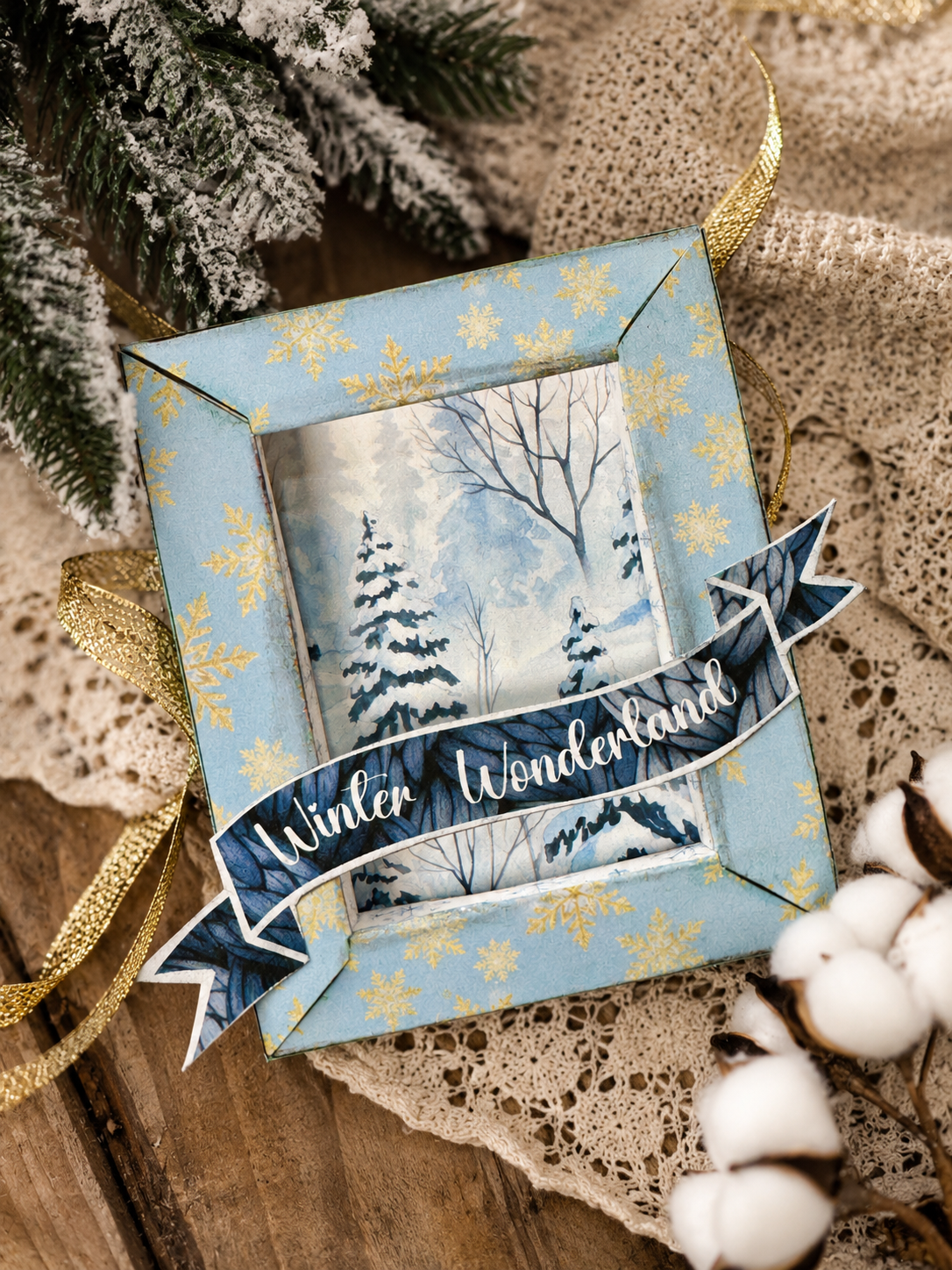 Winter Woodland Shadowbox Accordion Folio Book **Digital File**
