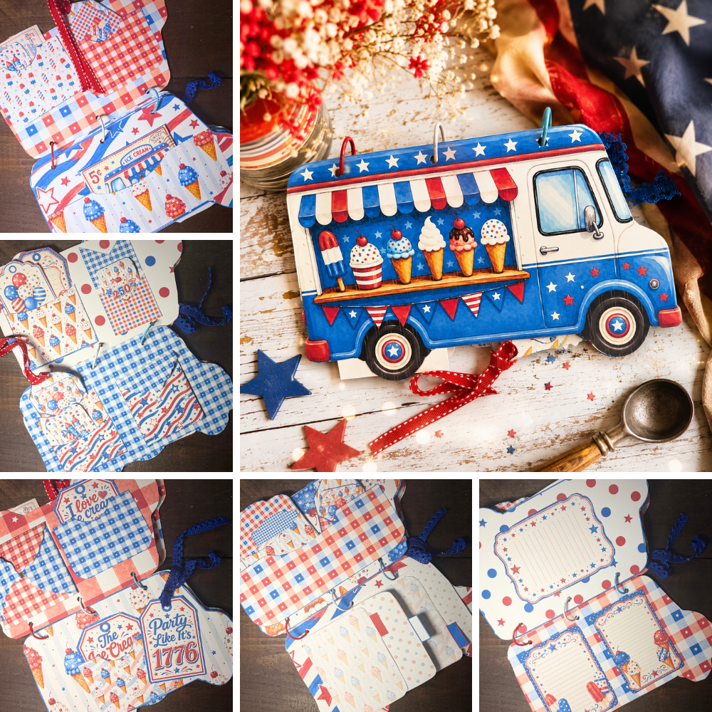 Ice Cream Social-Party Like It's 1776 Memory Keeper Journal Folio ***Digital File***