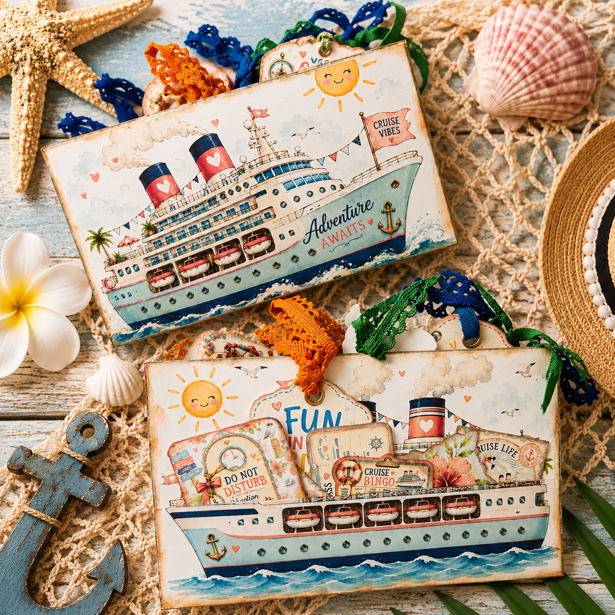 Cruise Into Summer "Cruise Vacation" Theme Accordion Junk Journal, Memory Keeper  ***Digital File***