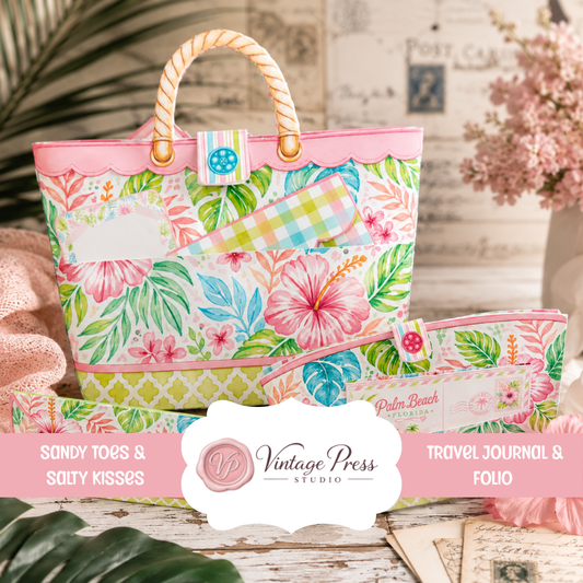 Beach Bag Travel Set "Sandy Toes & Salty Kisses" Bonus Paper Pack  **Digital File**