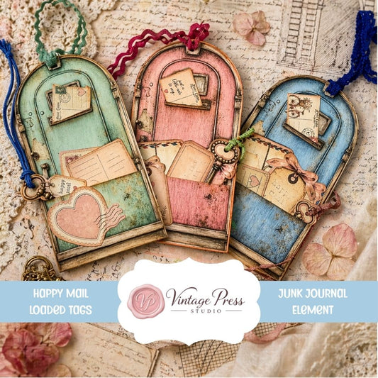 Happy Mail Loaded Junk Journal Tags **Digital Kit**