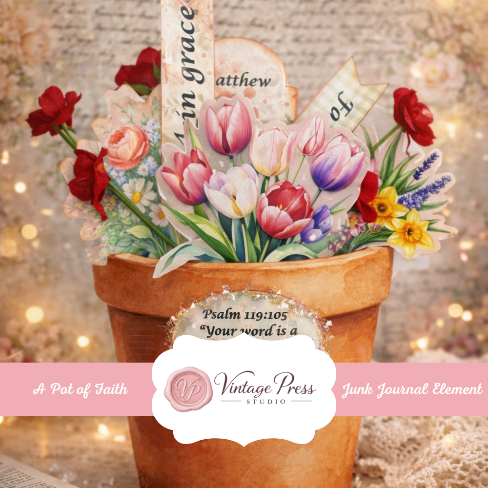 Pot of Faith Pocket Folio Tag Junk Journal Element **Digital Kit**