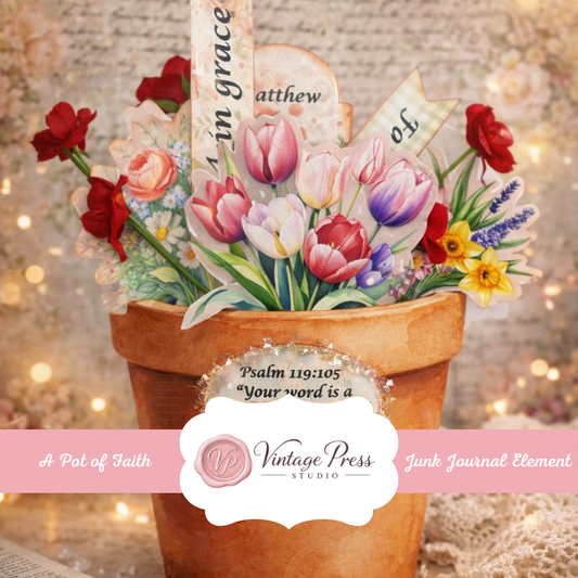 Pot of Faith Pocket Folio Tag Junk Journal Element **Digital Kit**