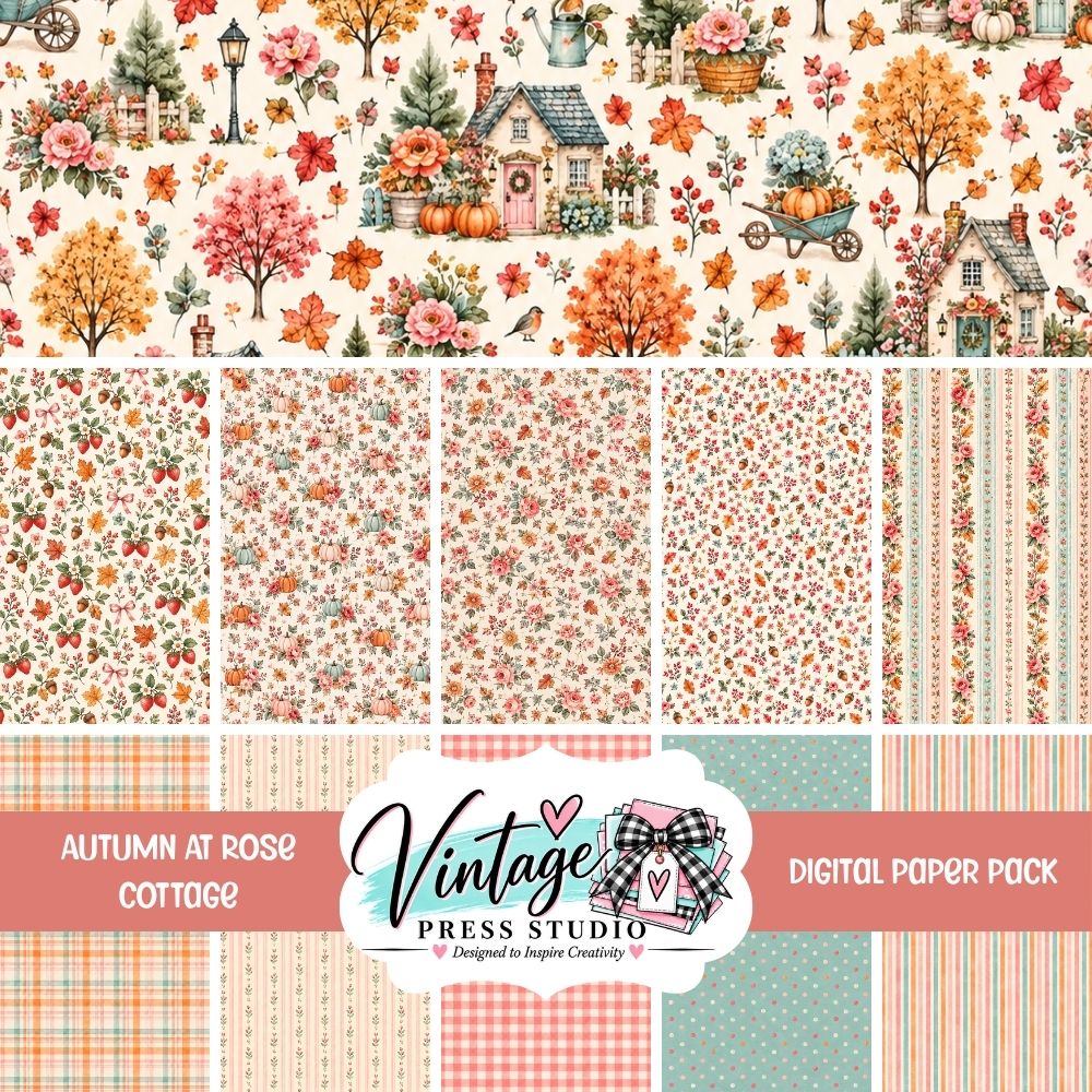 Autumn At Rose Cottage A Shabby Chic Fall "DIGITAL" Paper Pack