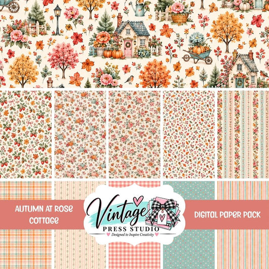 Autumn At Rose Cottage A Shabby Chic Fall "DIGITAL" Paper Pack