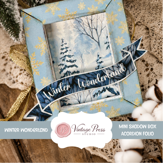 Winter Woodland Shadowbox Accordion Folio Book **Digital File**