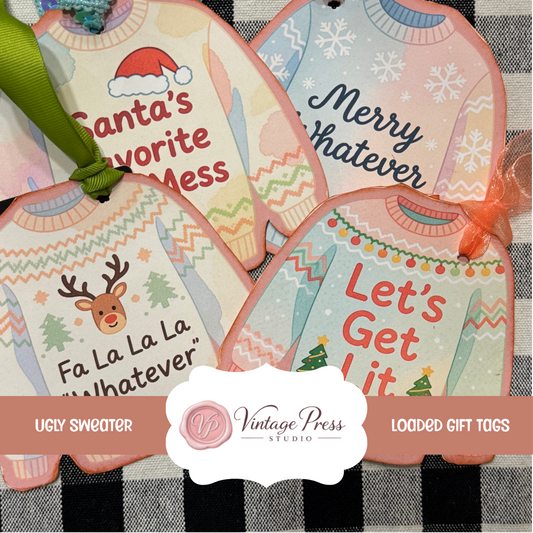 Ugly Sweater Christmas Party Gift & Journal Tags **Digital File**