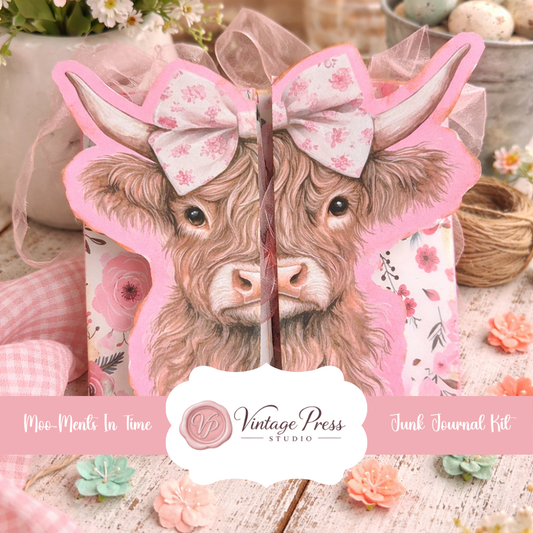 Moo-ments In Time Highland Cow Bucket List Junk Journal **Digital Kit**