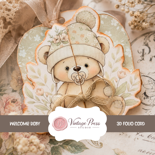 Baby Shower Paper Crafting Folio 3D Card ***Digital File***