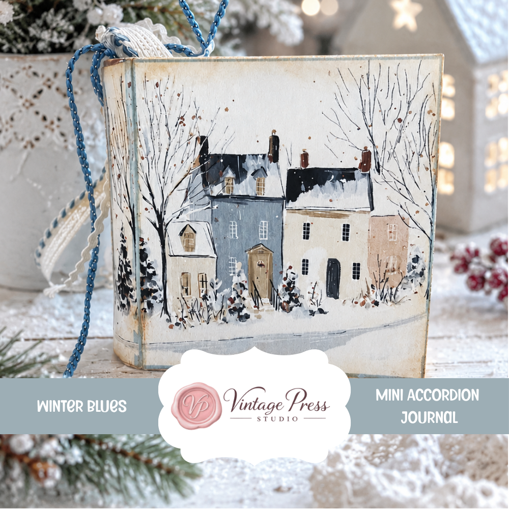 Winter Blues Mini Accordion Journal **Digital File**