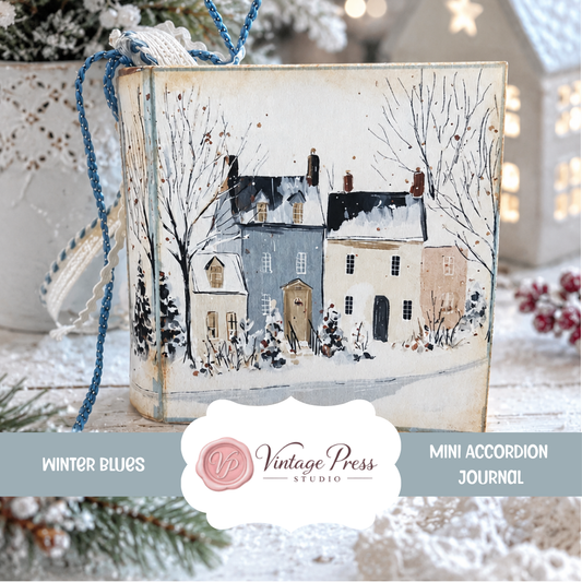 Winter Blues Mini Accordion Journal **Digital File**