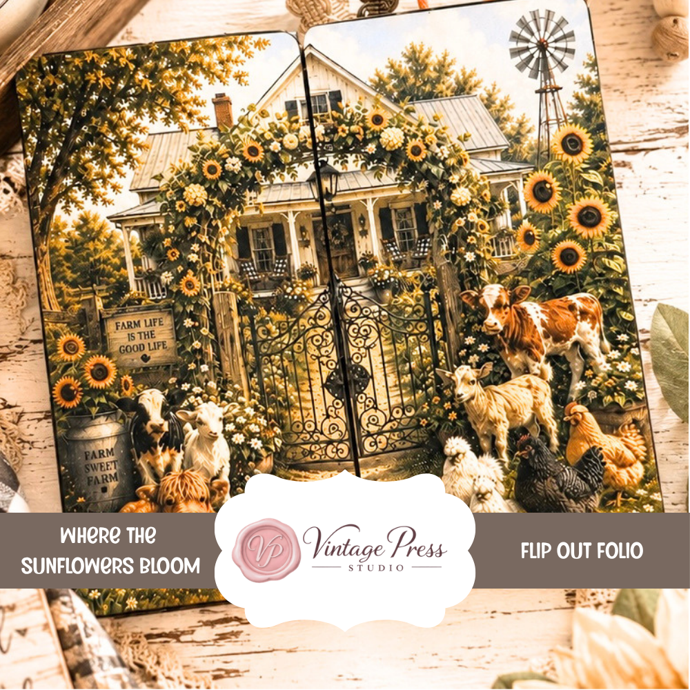 Farmhouse Flipout Folio "Where The Sunflowers Bloom" **PDF Printable**