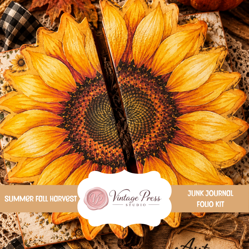 Sunflower Harvest & Farmhouse Style Junk Journal Kit **Digital Kit**
