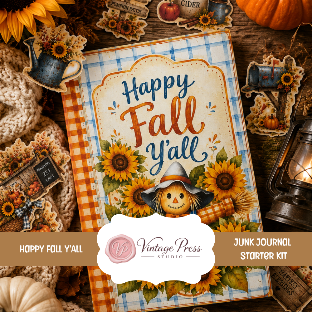 It’s Fall Y’all, Flexi Journal Kit w/Tags & Fussy Cuts **Digital Kit**
