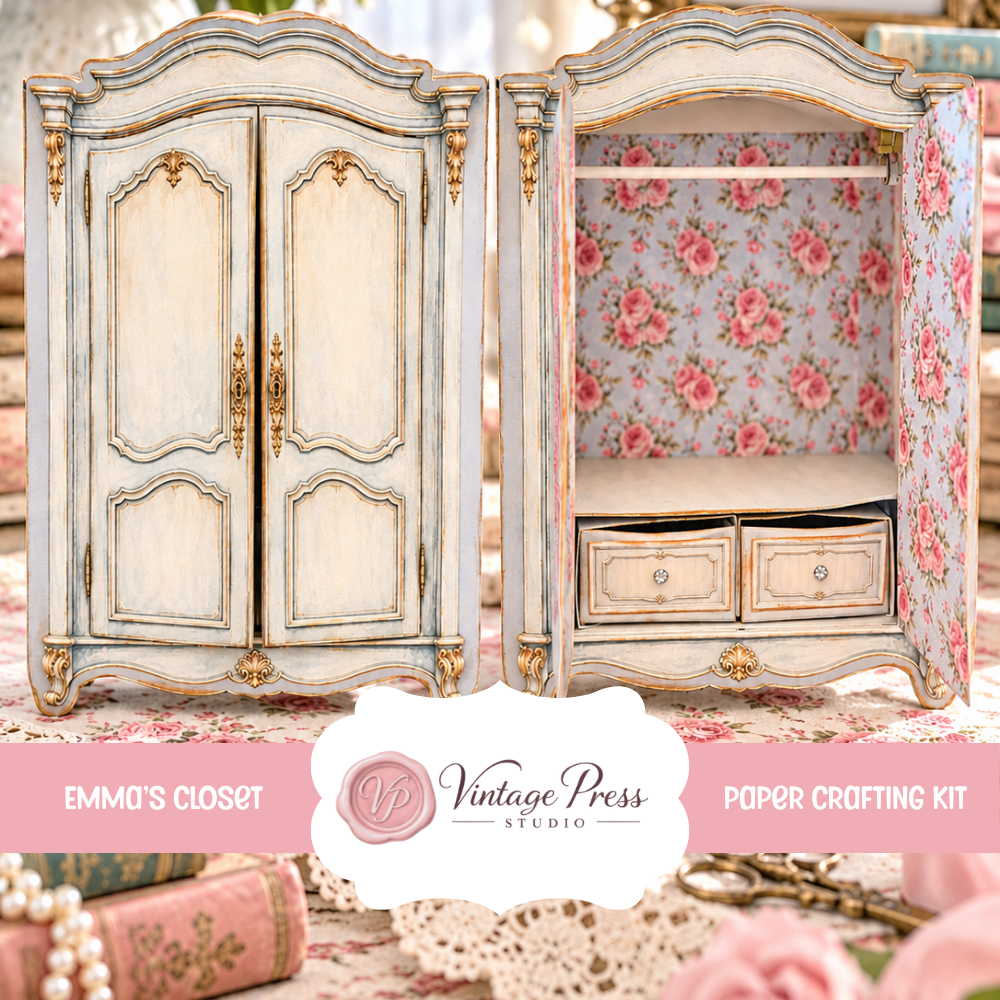 Emma's Closest: Vintage Dress Armoire, Tags, Mini Journals & More Paper Crafting & Folio Collection **Digital Kit**