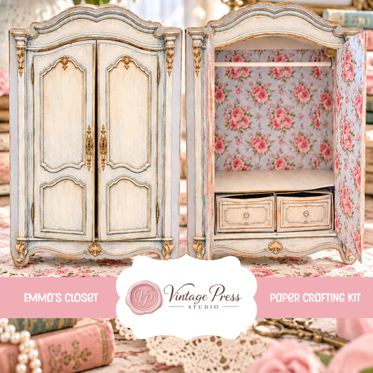 Emma's Closest: Vintage Dress Armoire, Tags, Mini Journals & More Paper Crafting & Folio Collection **Digital Kit**