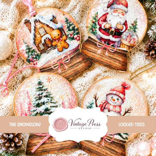 Snow Globe Winter Gift Tags and Journal Elements **Digital File**