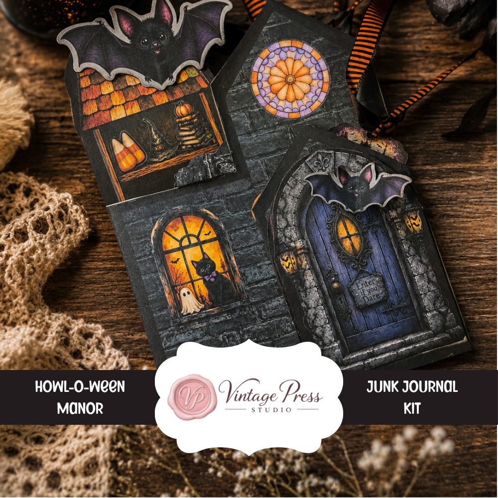 Halloween Junk Journal Kit "Howl-O-Ween Manor" ***Digital File***