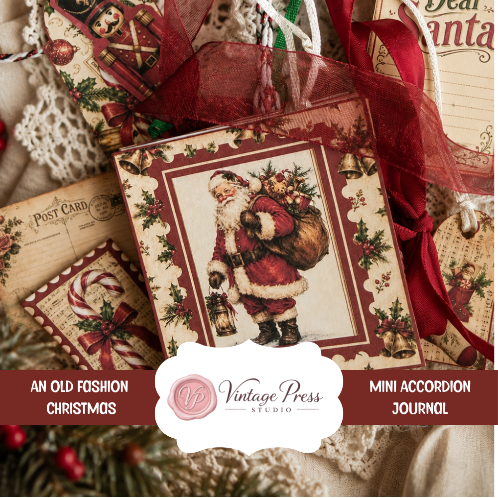 Old Fashion Christmas Mini Accordion Journal **PDF Printable**