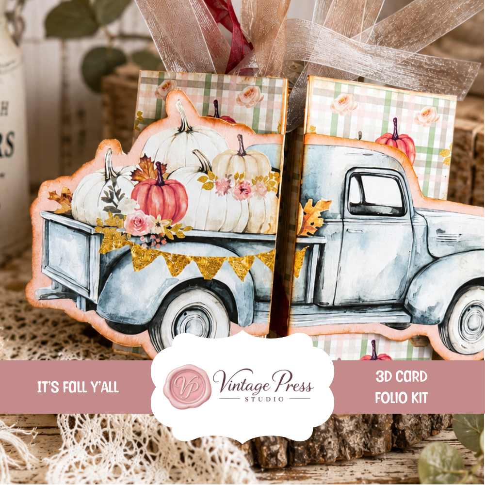 It's Fall Y'all Vintage Truck Folio Journal & Paper Pack **DIGITAL KIT**