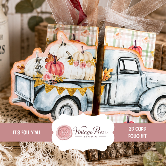 It's Fall Y'all Vintage Truck Folio Journal & Paper Pack **DIGITAL KIT**