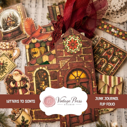 Letters To Santa Christmas Creative Junk Journal and Flip Folio **Digital Kit**