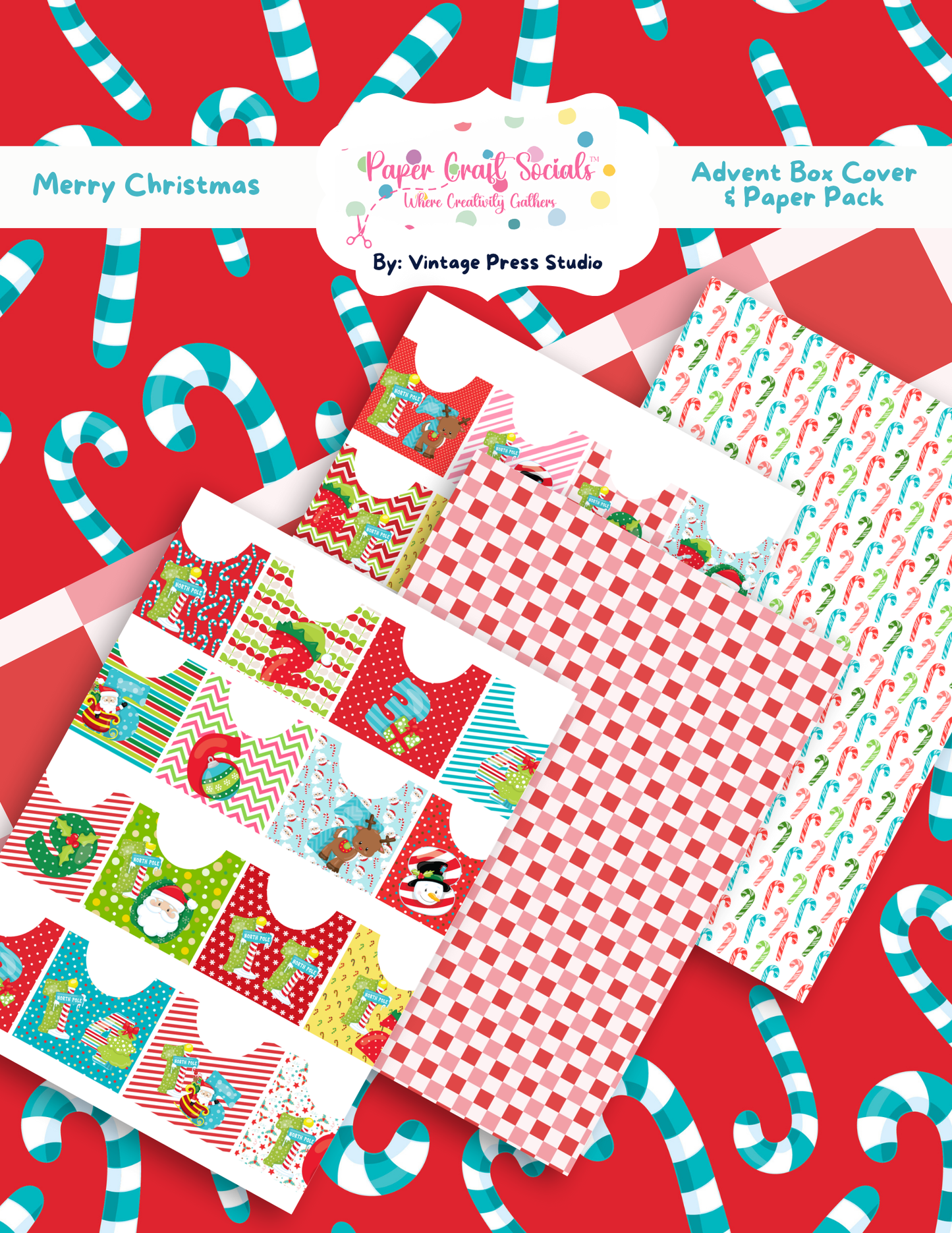 Christmas Advent Calendar & Paper Pack Printable **Digital File**