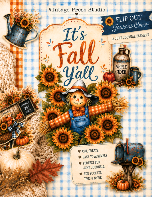 It’s Fall Y’all Junk Journal Flip Out Journal Cover Kit **Digital Kit**